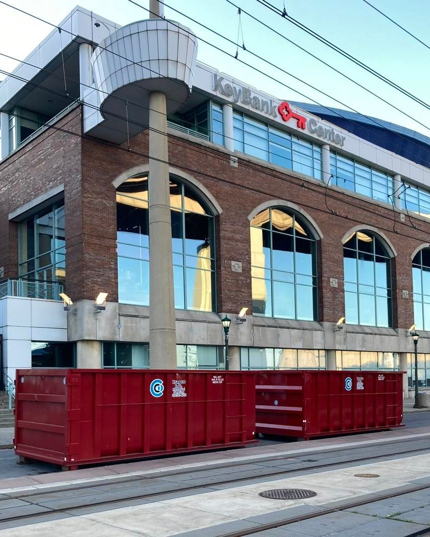 Two Cragco 30 yard dumpsters on the job at KeyBank Center in downtown Buffalo, NY